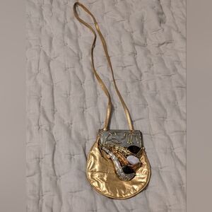 Vintage Copa Collection Brutalist Art Crossbody With Metallic Gold Leath…